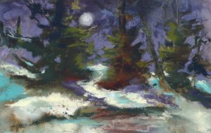 Midnight Storm - pastel and watercolour 8x6 inches