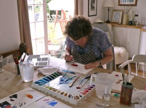 What could be better than painting in your cosy kitchen with open patio doors letting summer in!