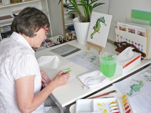 Seahorses are delightful to paint in watercolour