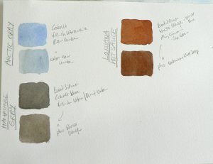 Colours used for salt marsh paintings