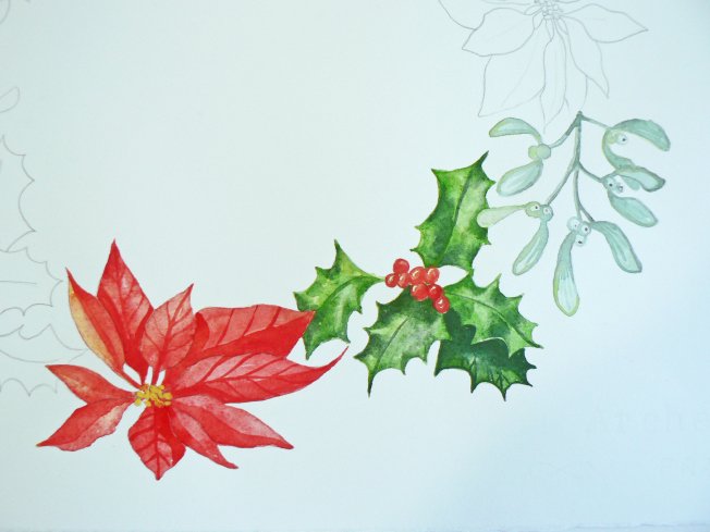 Part way around my Christmas wreath 12x12 inches