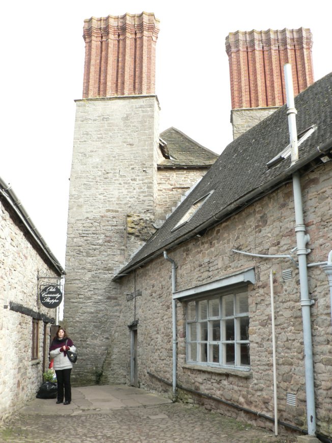 The chimney stacks belong to the castle in Hay